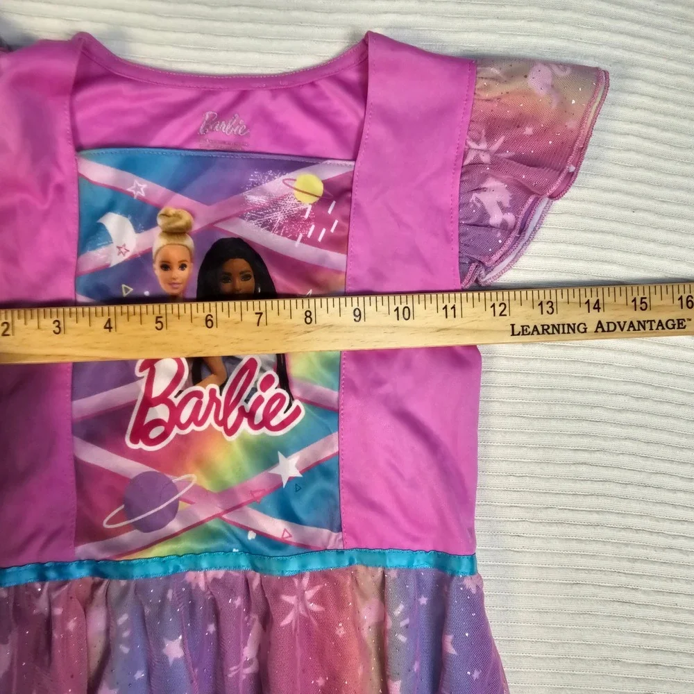 Barbie Girls Pink Purple Celestial Unicorn Nightgown Sleep Dress Size 8